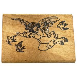 Stamp Affair Angel and Birds Wood Mounted Rubber Stamp 1995